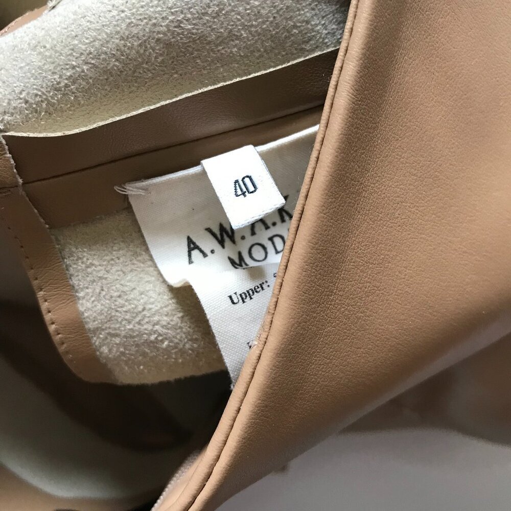 A.W.A.K.E Mode Multi Strap Midi Skirt Womens 40 Tan Vegan Leather A-Line Awake - Picture 5 of 15